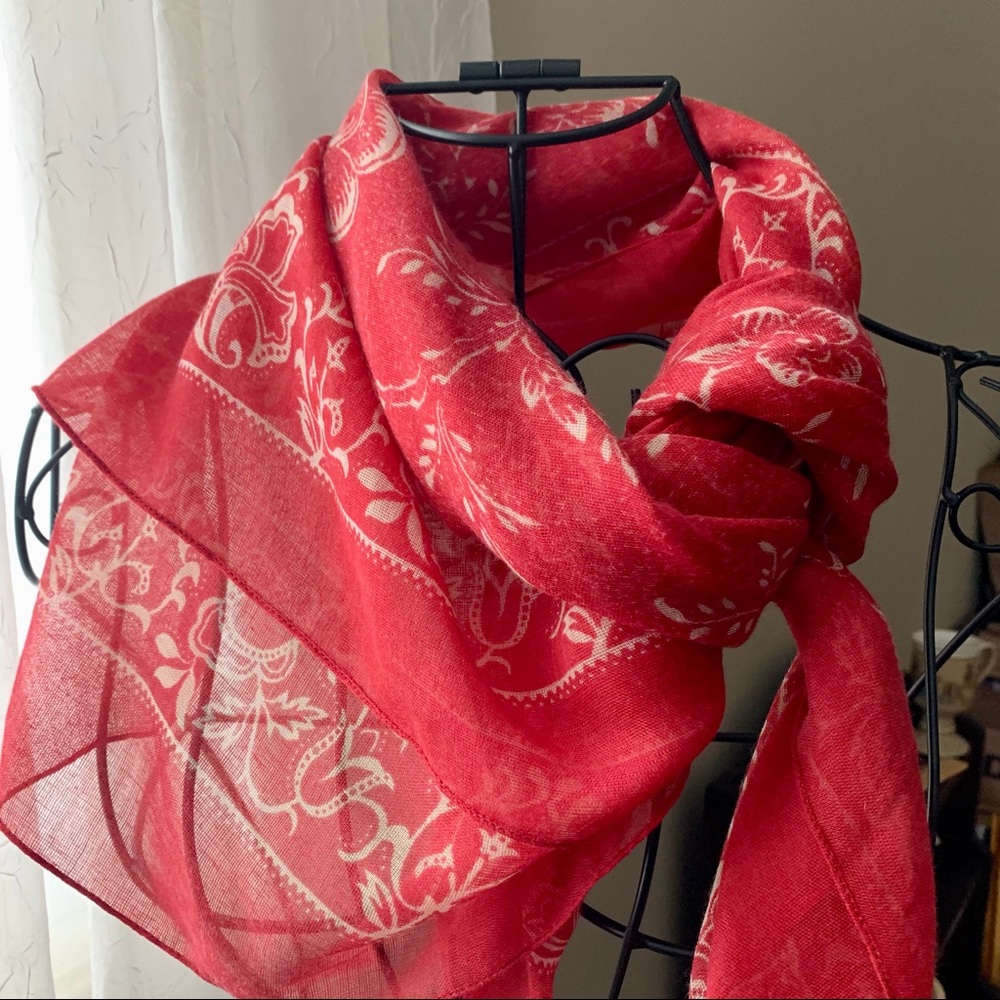 Red and Cream Square Scarf